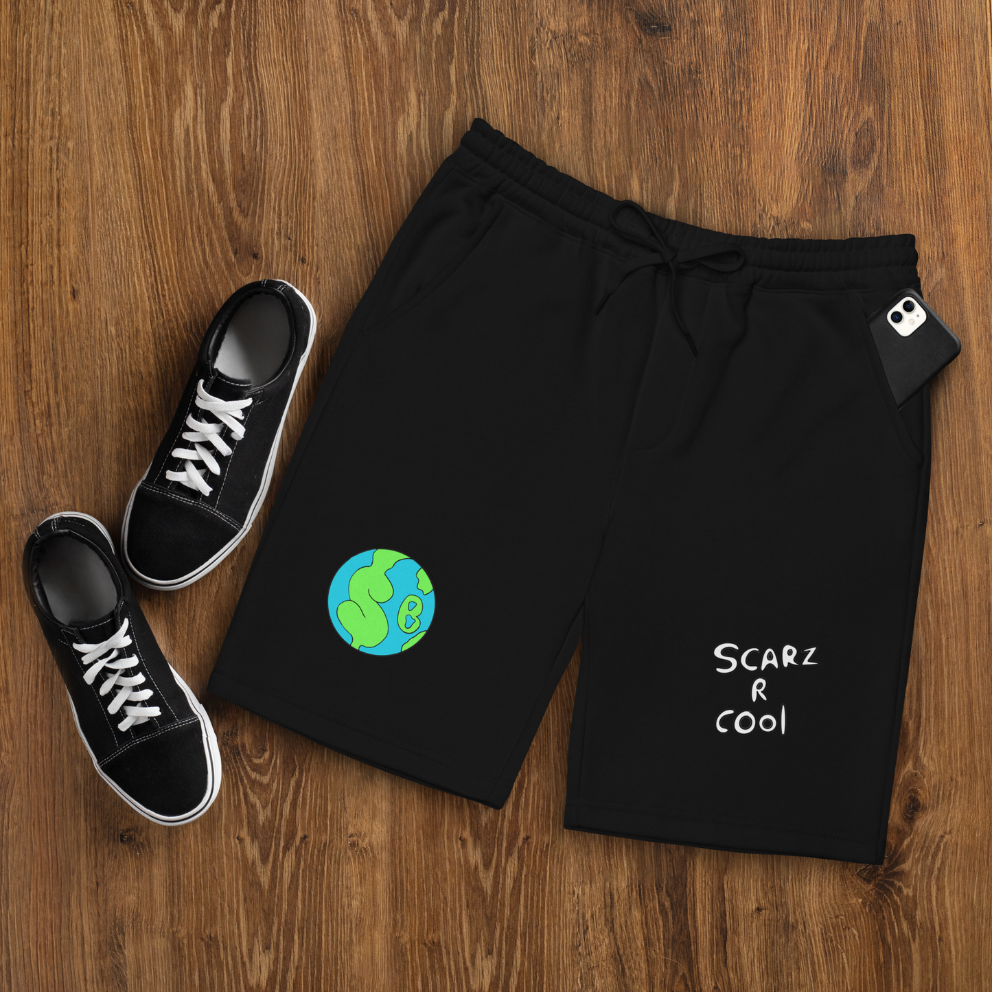 Patch "SRC/SB Wrld" Fleece Shorts "Black"