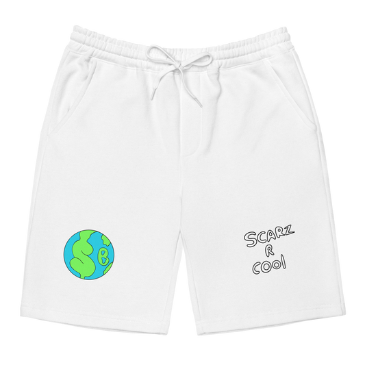 Patch "SRC/SB Wrld" Fleece Shorts "White"